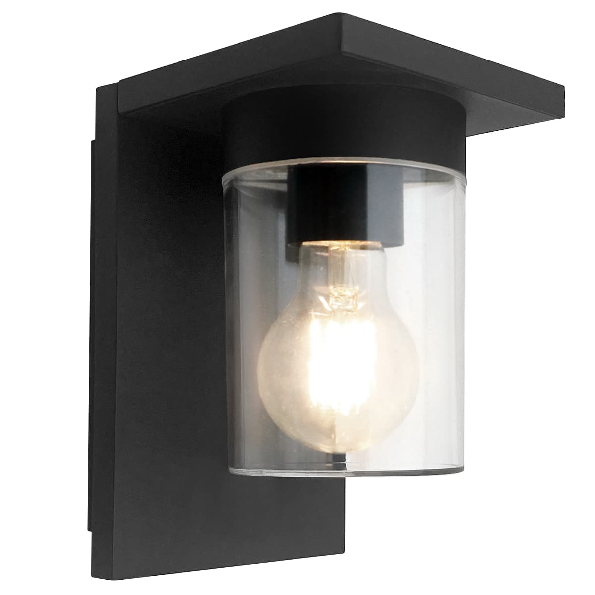 Outdoor Wall Light Lantern Black Clear Lamp Shade ZLC385 with 4w LED Warm White