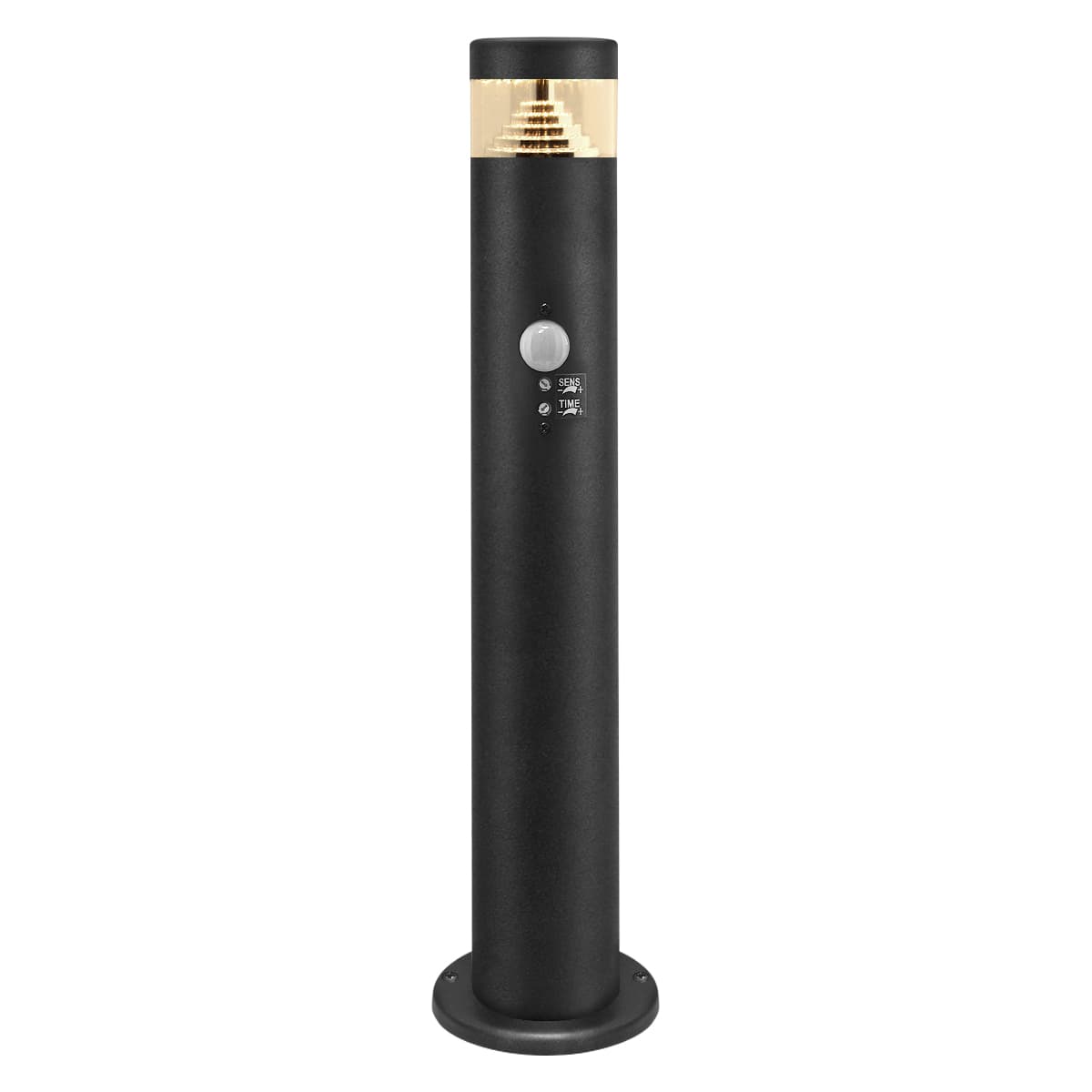 3W LED PIR Sensor Bollard Outdoor Garden Light Black Stainless Steel 3000K IP54 ZLCA03