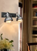 Vintage Twin Wall Light Dark Grey Pewter Finish Adjustable Swivel Spot Wall Light