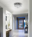 Modern Elegant Round Chandelier Ceiling Light Crystal Droplets 