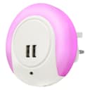 1w Pink LED Night Light 2 USB Ports Automatic Sensor Dusk To Dawn A78B