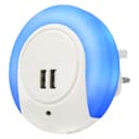 1w Blue LED Night Light 2 USB Ports Automatic Sensor Dusk To Dawn A78B