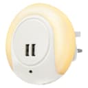 1w Warm White LED Night Light 2 USB Ports Automatic Sensor Dusk To Dawn A78B