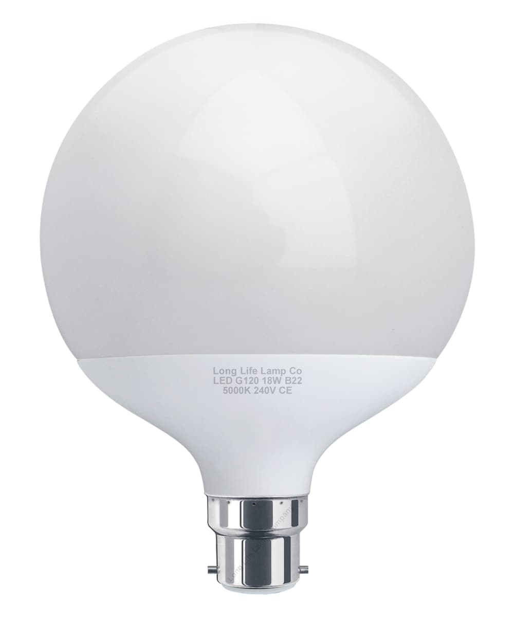 18w Round LED Globe Bulb B22 Bayonet Base Cool White Equivalent To 162w