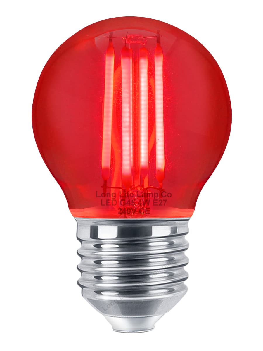 Ambient Fireglow 4w LED Golf Ball Red Light Bulb E27 Clear Glass