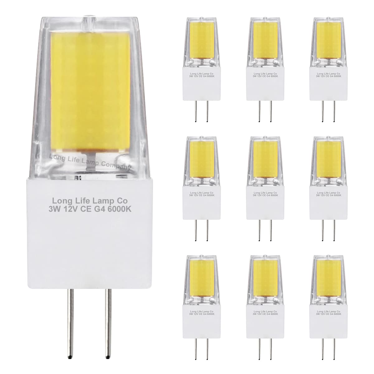 10 x G4 12v LED Bulbs Cool White 3w Replacement for 30w Halogen Capsule Light 2pin AC/DC