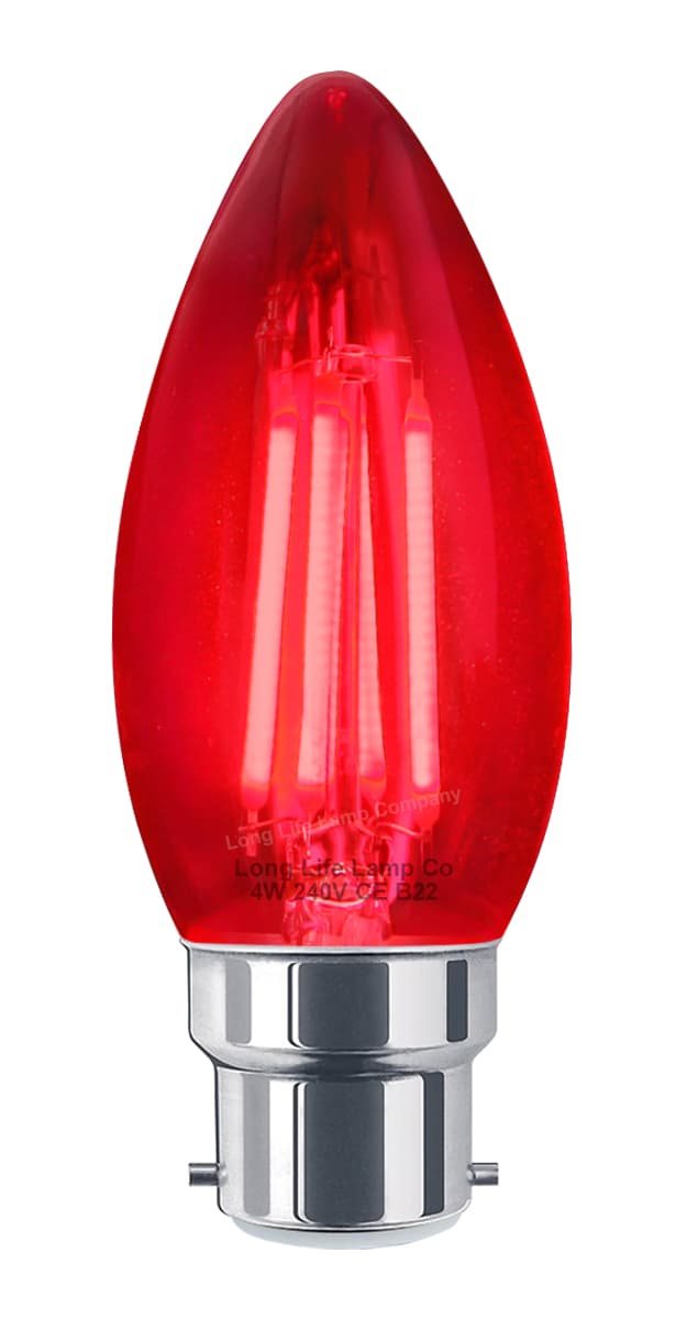 Ambient Vintage 4w LED Red Candle Light Bulb B22 Bayonet Clear Glass