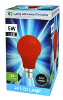 5w LED Red GLS Light Bulb B22 Bayonet Cap