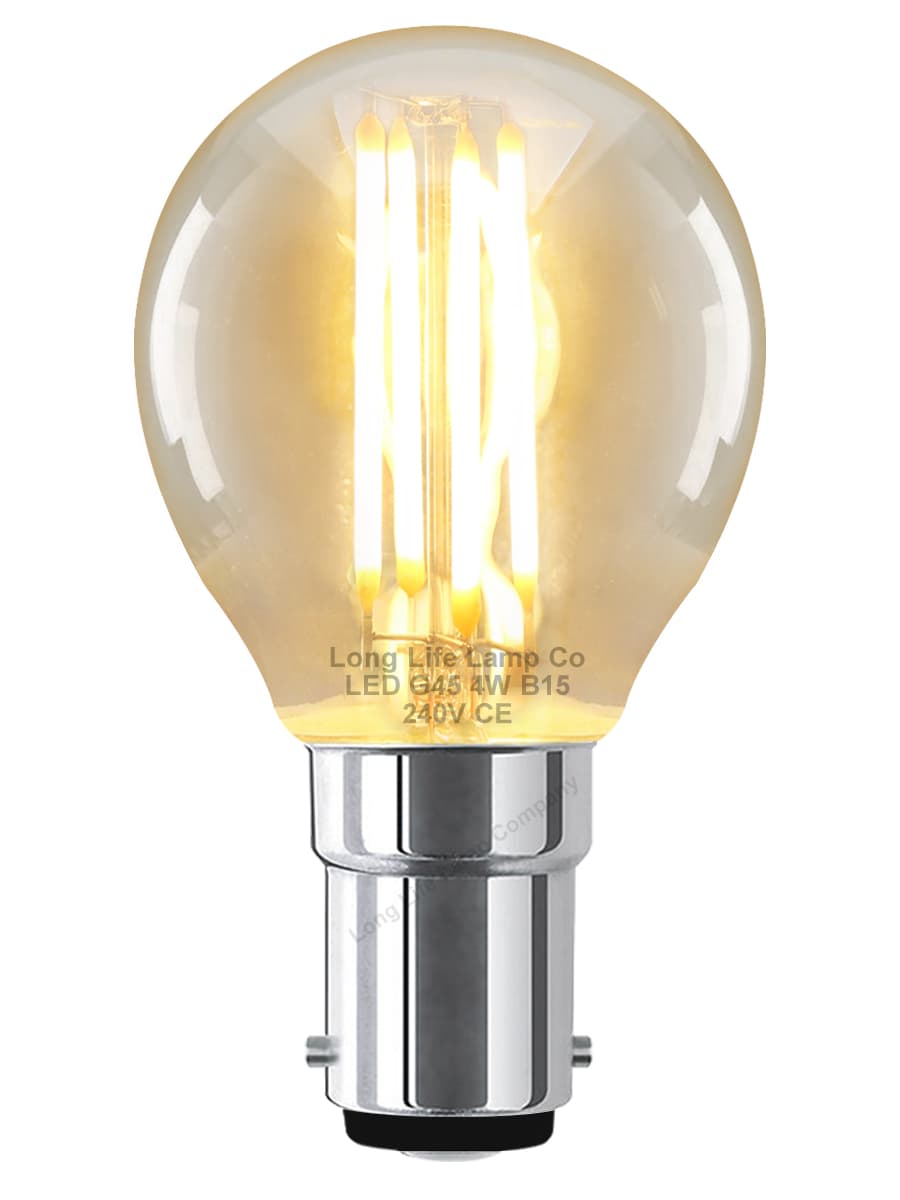 Filament Vintage 4w LED Golf Ball Light Bulb B15 Small Bayonet Clear Glass 