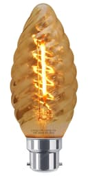 1w LED Twisted Candle B22 Vintage Filament Light Bulb Smoke Glass