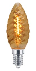 1w LED Twisted Candle E14 Vintage Light Bulb Smoke Glass 