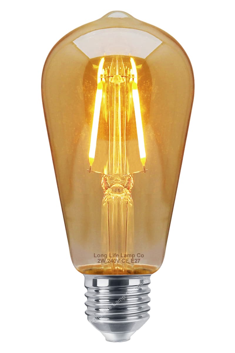  2w  Edison Classics Vintage LED Filament Bulb ST58 E27 Smoke Gold Glass 