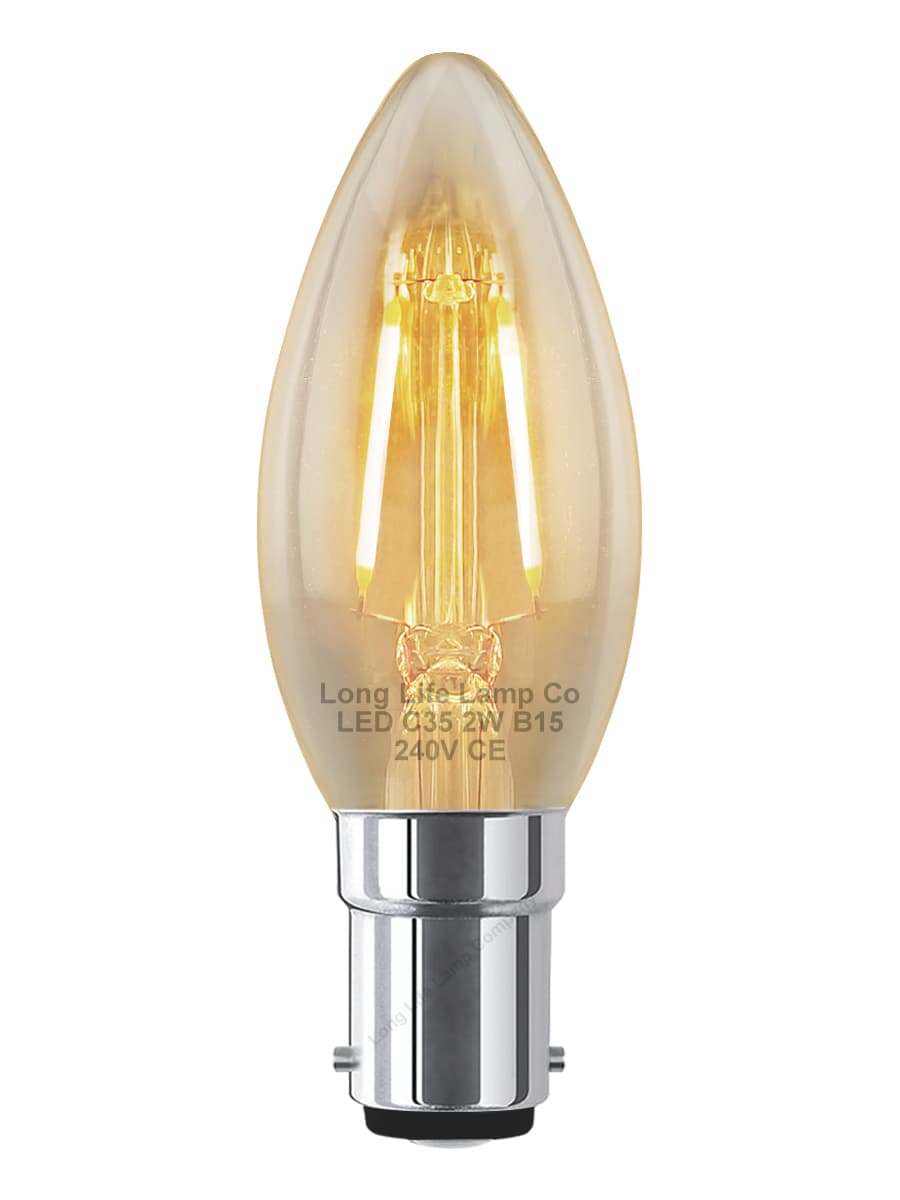 Filament Vintage 2w LED Candle Light Bulb B15 Small Bayonet Clear Glass 
