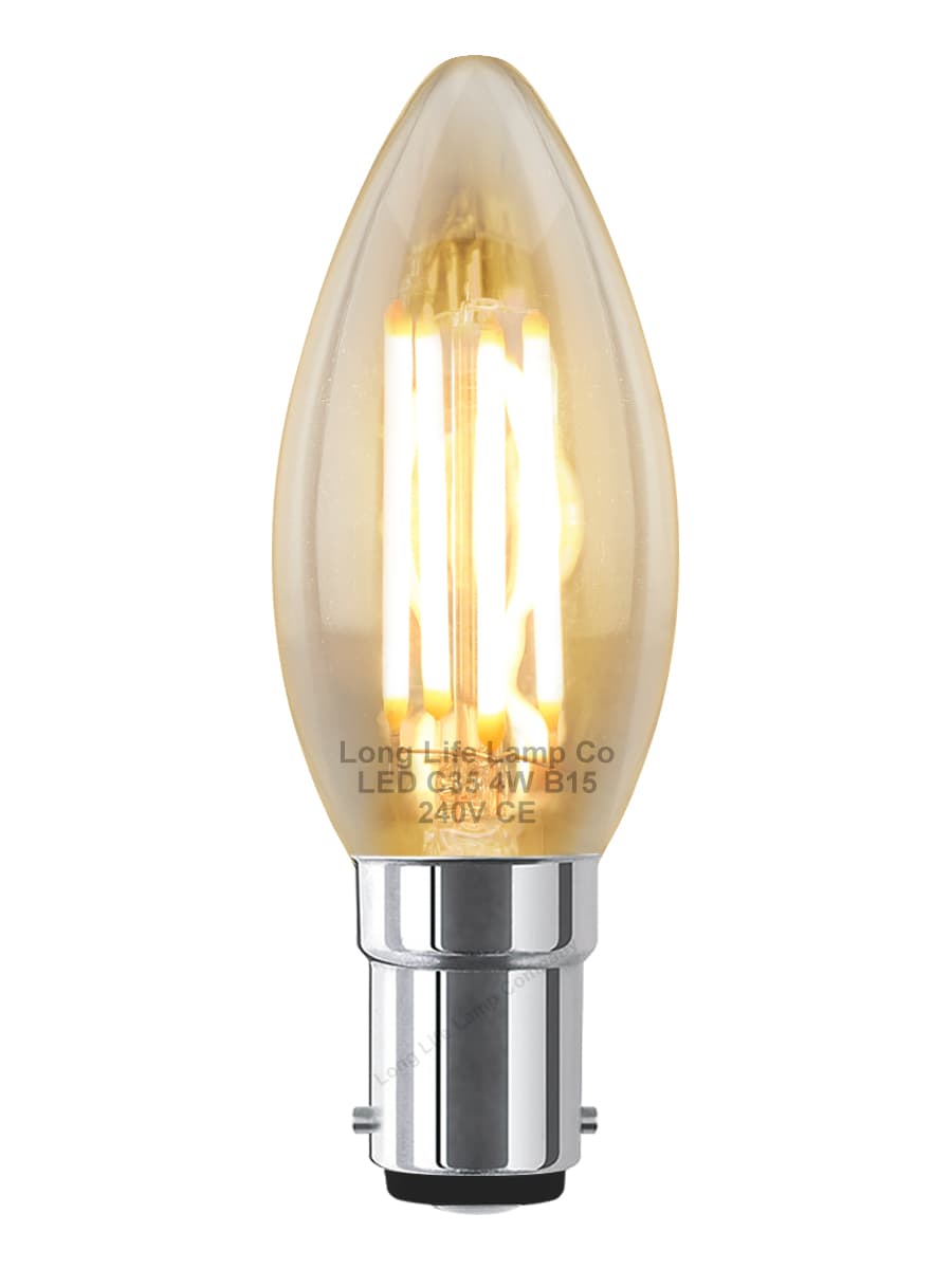 Filament Vintage 4w LED Candle Light Bulb B15 Small Bayonet Clear Glass 