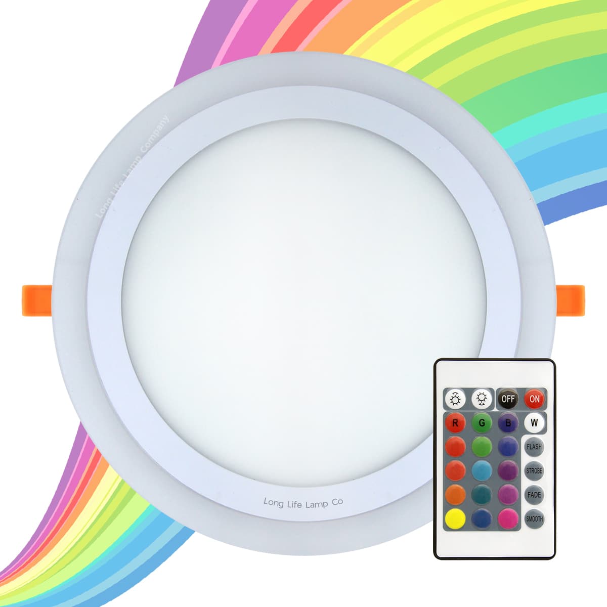 18w Round LED Ceiling Light Panel Cool White with 6w RGB Colour Changing Ambient Ring Remote Controlled