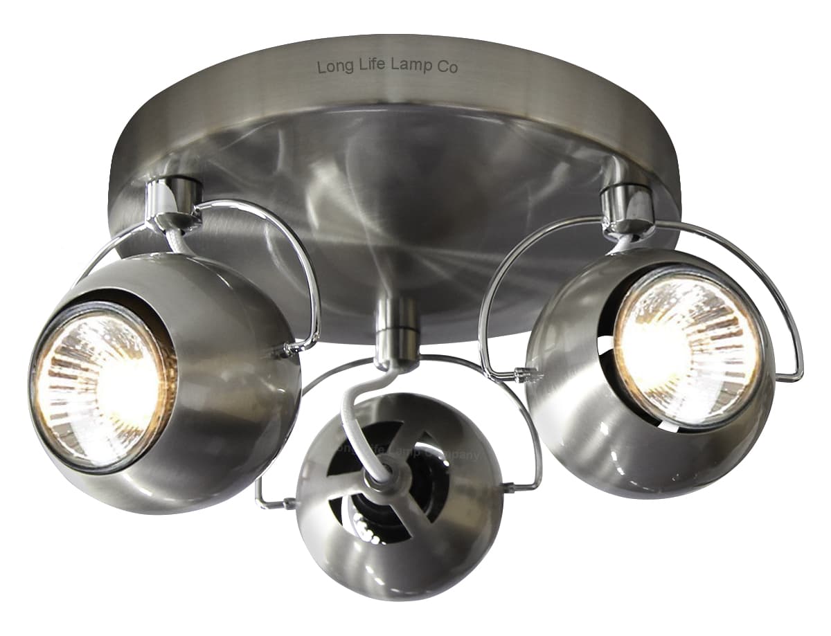 Brushed Chrome 3 Way Adjustable Eyeball Ceiling Spotlight GU10