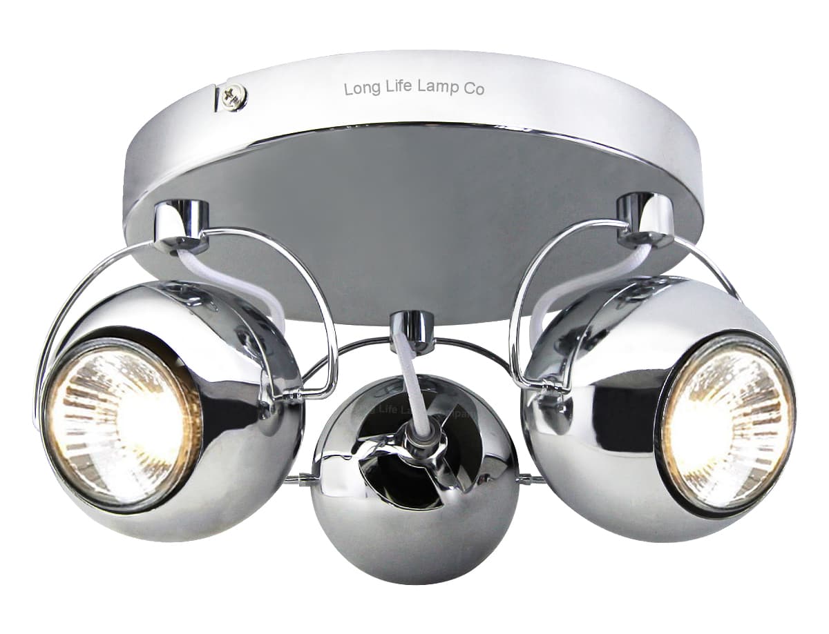Chrome 3 Way Adjustable Eyeball Ceiling Spotlight GU10 