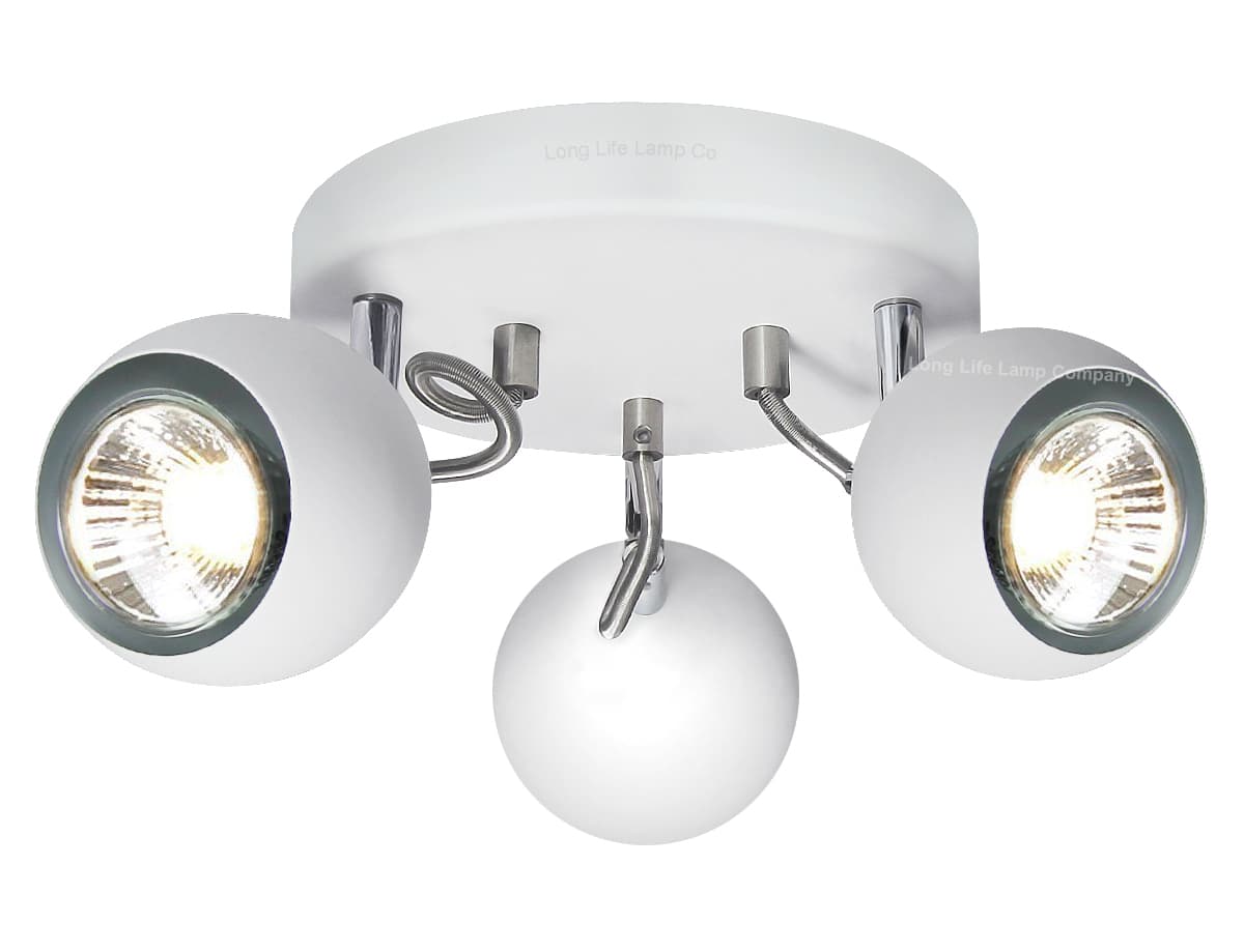 Matt White 3 Way Adjustable Eyeball Ceiling Spotlight GU10
