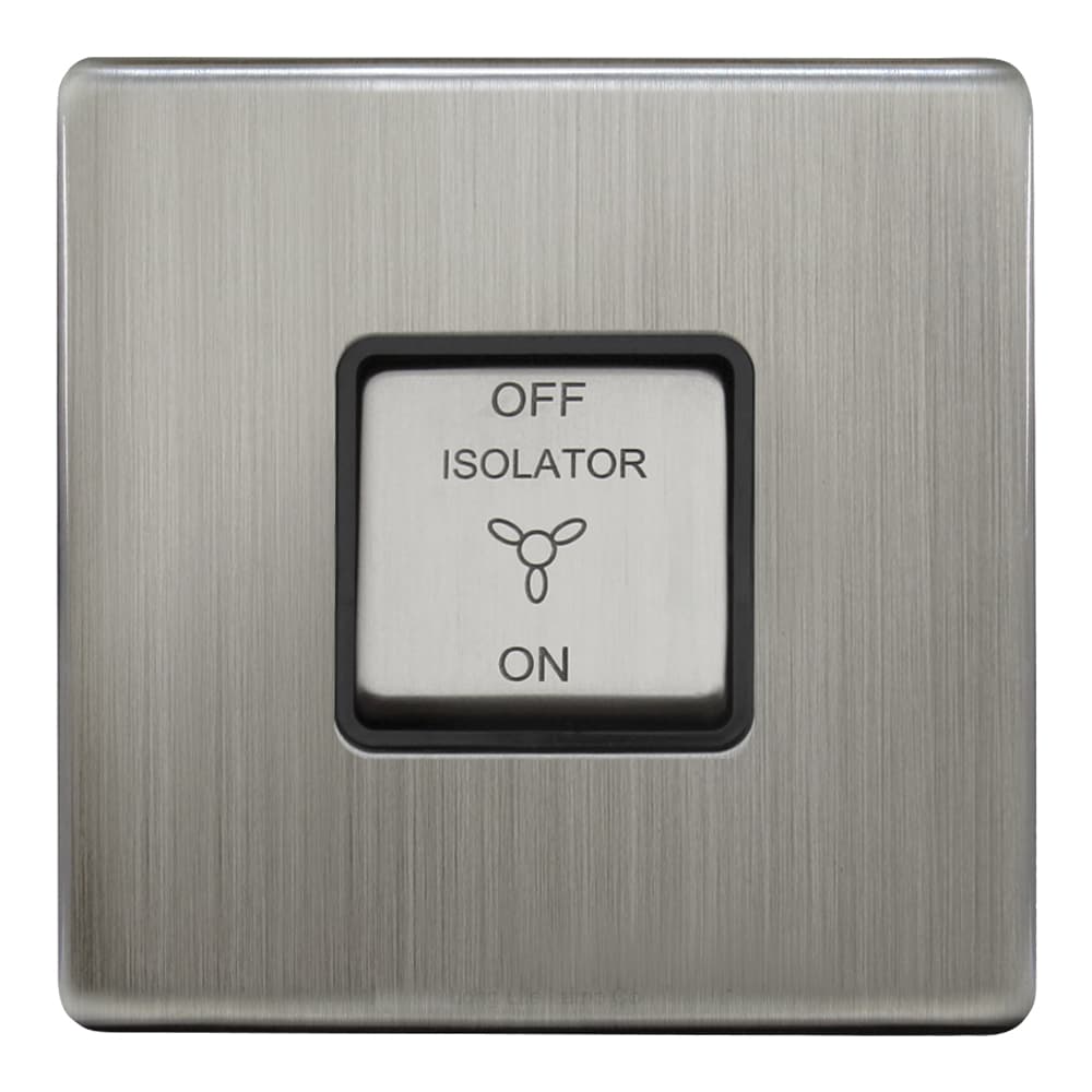 Metal Gloss Brushed Chrome Fan Isolator Switch 10A Screwless Finish N311DME
