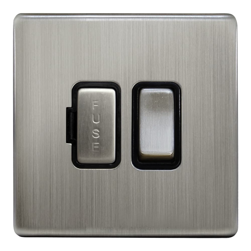 Metal Gloss Brushed Chrome 13A Switched Fused Spur Connection Unit Screwless Plate Finish N422DME
