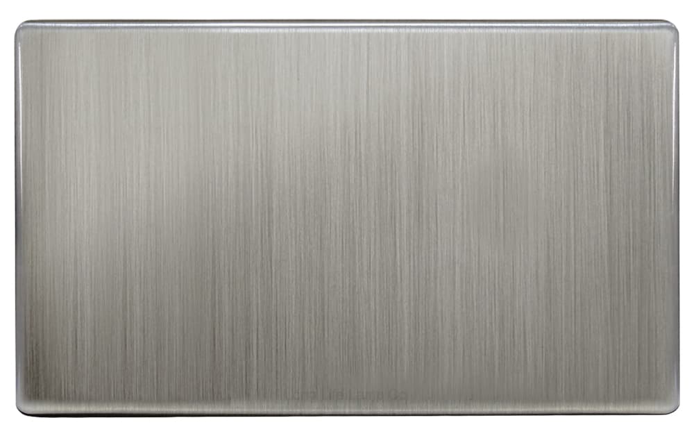 Modern Double Gloss Brush Chrome Wall Blanking Plate Scewless Finish N402DME