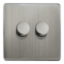 LED Dimmer Switch 800w 2 Gang 300w x 2 Single Pole Gloss Brushed Chrome Screwless N354DME