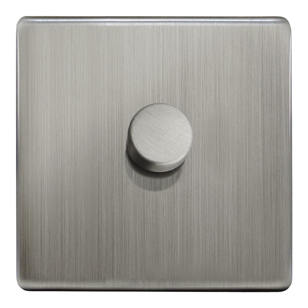 LED Dimmer Switch Brushed Chrome Screwless Finish 1 Gang Single Pole 100w N352DME