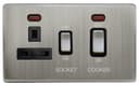 Cooker Switch 45AMP & 13AMP Plug Socket Brush Chrome N331DME 