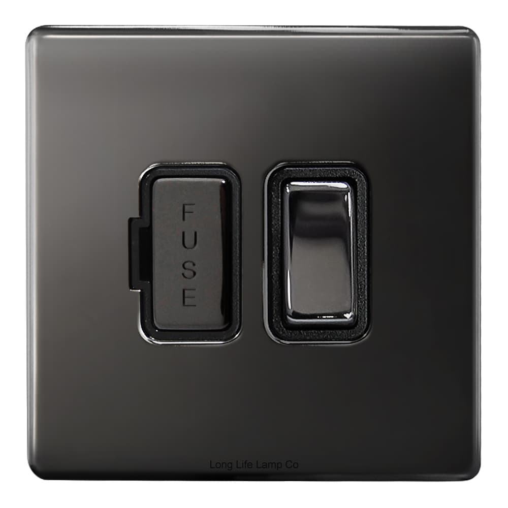 Metal Polish Black Nickel 13A Switched Fused Spur Connection Unit Screwless Plate Finish N422GME