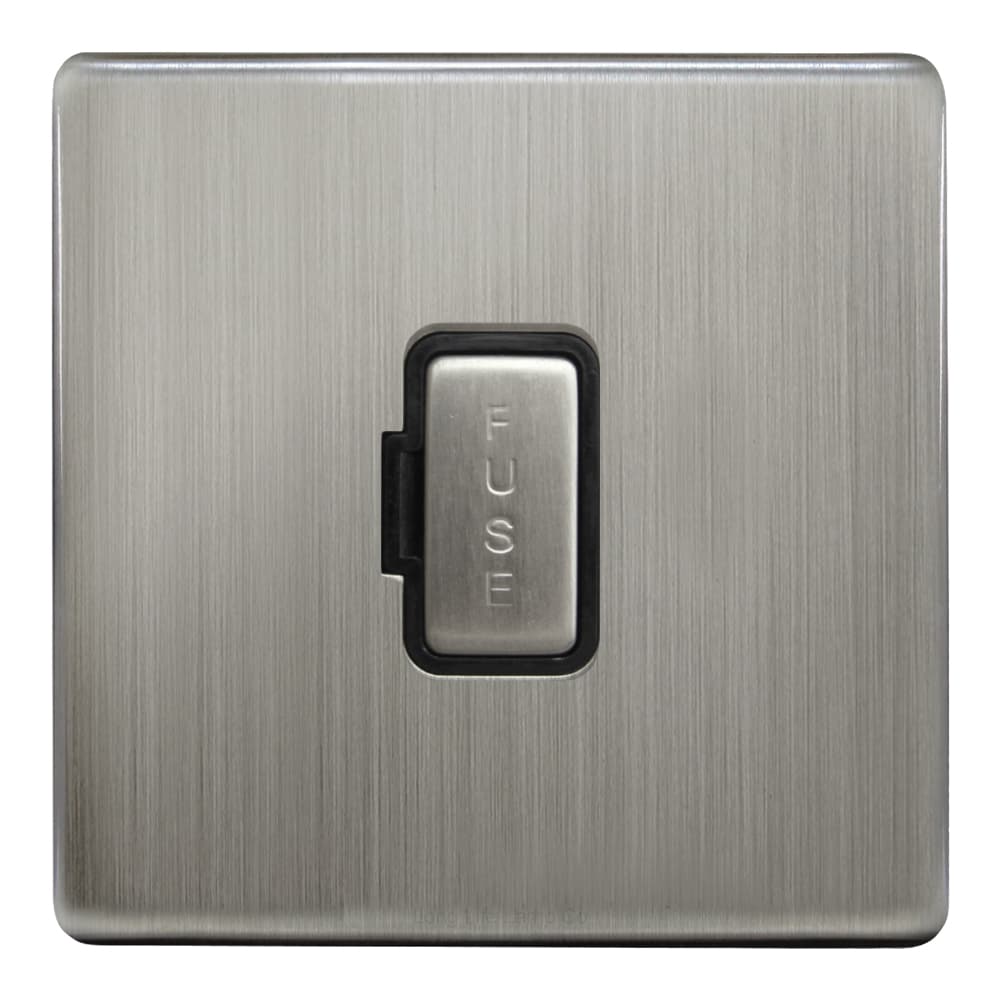Metal Gloss Brushed Chrome 13A Fused Spur Connection Unit Screwless Plate Finish N416DME