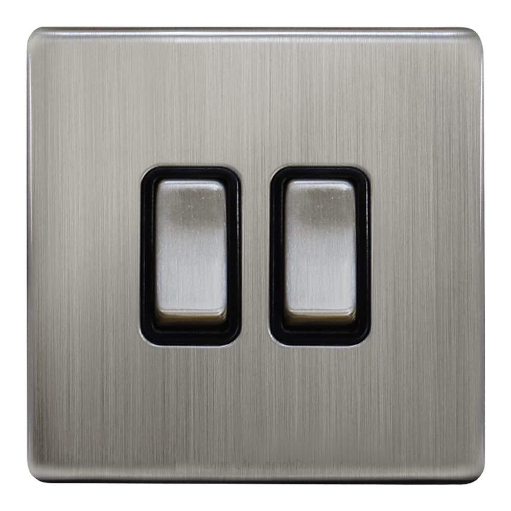 Double Light Switch 2 Gang 2 Way Gloss Brushed Chrome Wall Switch N304DME