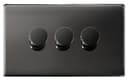 LED Dimmer Switch Black Nickel 300w 3 Gang 100w x 3 Screwless Plate Finish N357GME