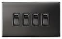 Light Switch 4 Gang 2 Way Polished Black Nickel Wall Switch Screwless Finish N308GME