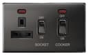 Black Nickel 45A Cooker Control Switch Unit with 13A Socket Neon Indicators N331GME Screwless Plate Finish
