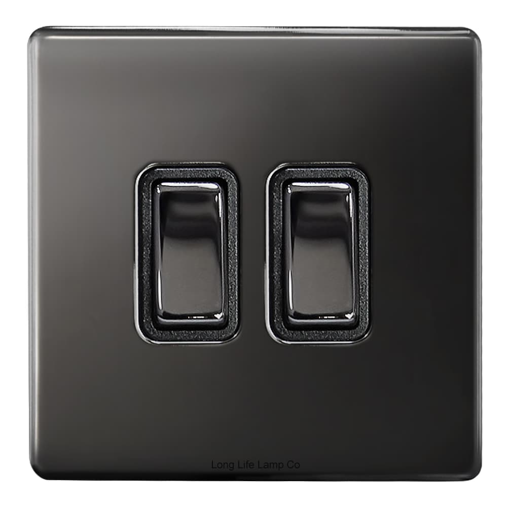 Double Light Switch 2 Gang 2 Way Black Nickel
