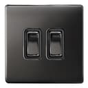 Double Light Switch 2 Gang 2 Way Black Nickel Wall Switch N304GME