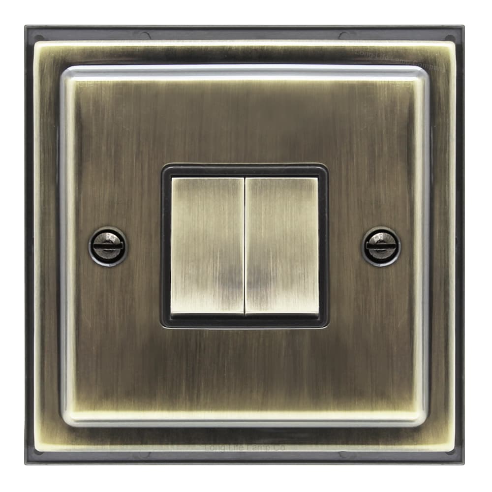 Brush Antique Brass Double Light Switch 2 gang 2 way 10amp BE304 KME