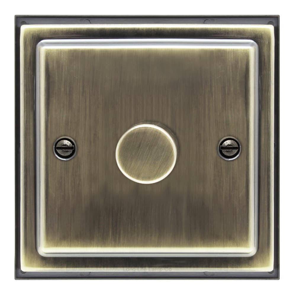 Brush Antique Brass Dimmer Switch 1 Gang Single Pole 5-100w BE352KME 