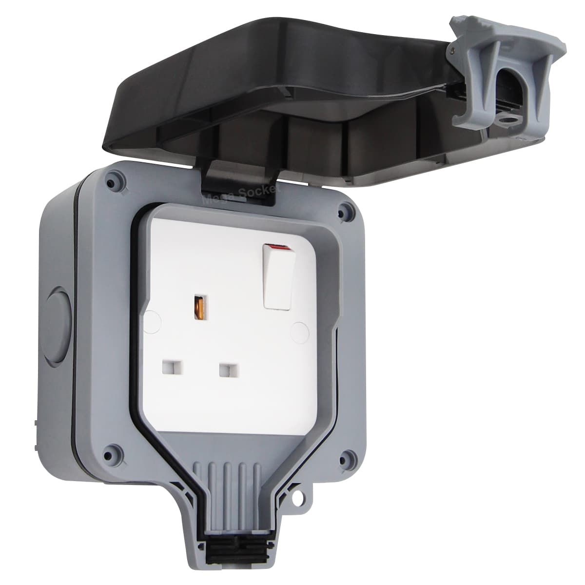 Single 13A 1-Gang Weatherproof Outdoor Switched Socket IP66 Rated