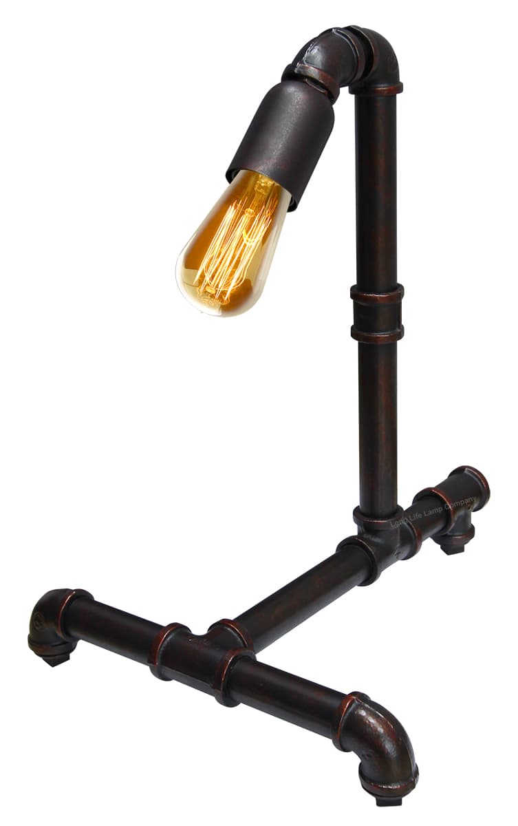 Vintage Industrial Rustic Copper Water Pipe Style Bedside Table Desk Lamp