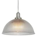 Retro Antique Silver Ceiling Pendant Ribbed Dome Glass Light Shade 