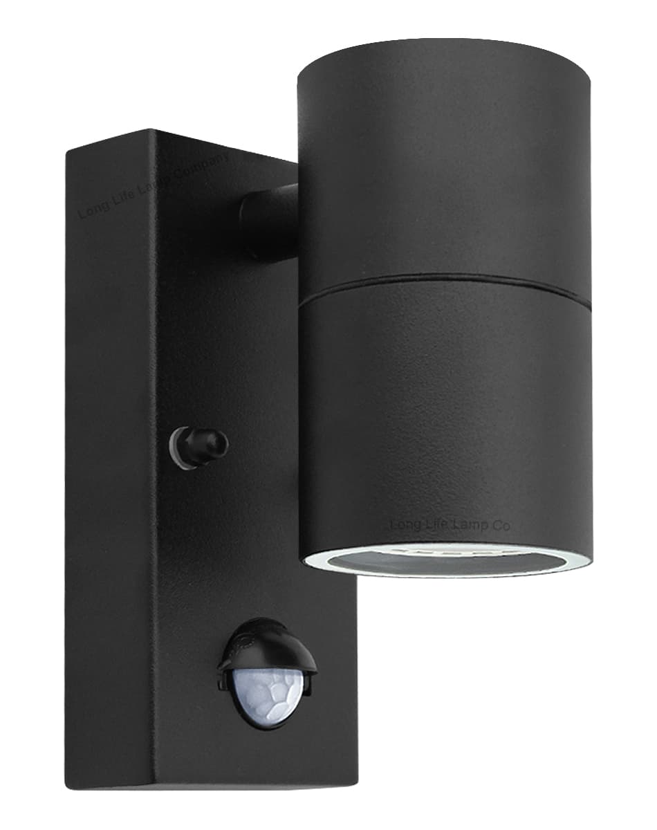 Black PIR Stainless Steel Single Outdoor Wall Light With Movement Sensor Down ZLC037DSEN