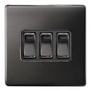 Light Switch 3 gang 2 way 10ax Black Nickel