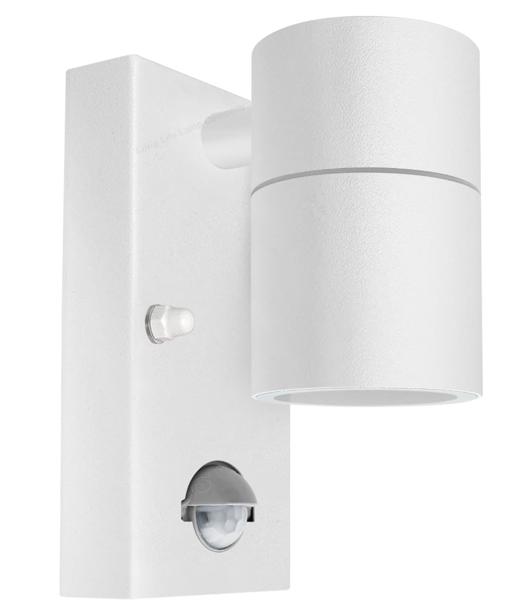PIR Matt White Stainless Steel Single Outdoor Down Wall Light Movement Sensor ZLC057DSENW