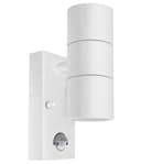 PIR Matt White Up Down Stainless Steel Outdoor Wall Light with Movement Sensor ZLC058DSENW