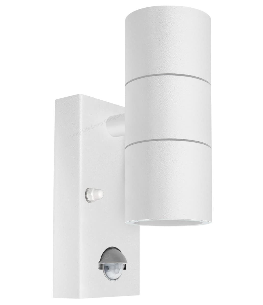 PIR Matt White Up Down Stainless Steel Outdoor Wall Light with Movement Sensor ZLC058DSENW