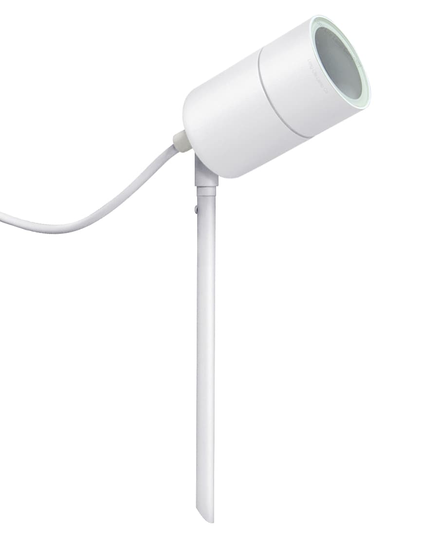Outdoor Garden Spike Light Stainless Steel White Finish Adjustable Head IP54 ZLC0202W