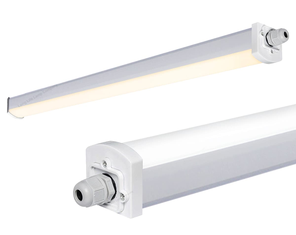 36w 4ft Industrial LED Batten Tube Light IP Rated Warm White T8 Fluorescent Replacement