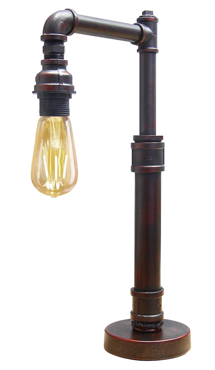 Vintage Industrial Water Pipe Table Lamp Copper Rustic Bedside Desk Lamp 