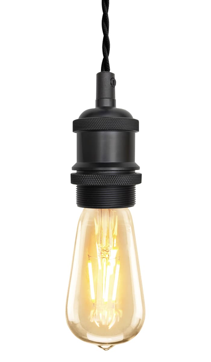 Industrial Vintage Ceiling Pendant Lamp Holder Matte Black E27 Fitting H3065